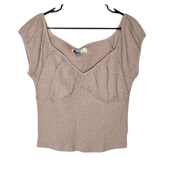 Free People Off-Shoulder Blouse in Beige - Picture 3 of 9